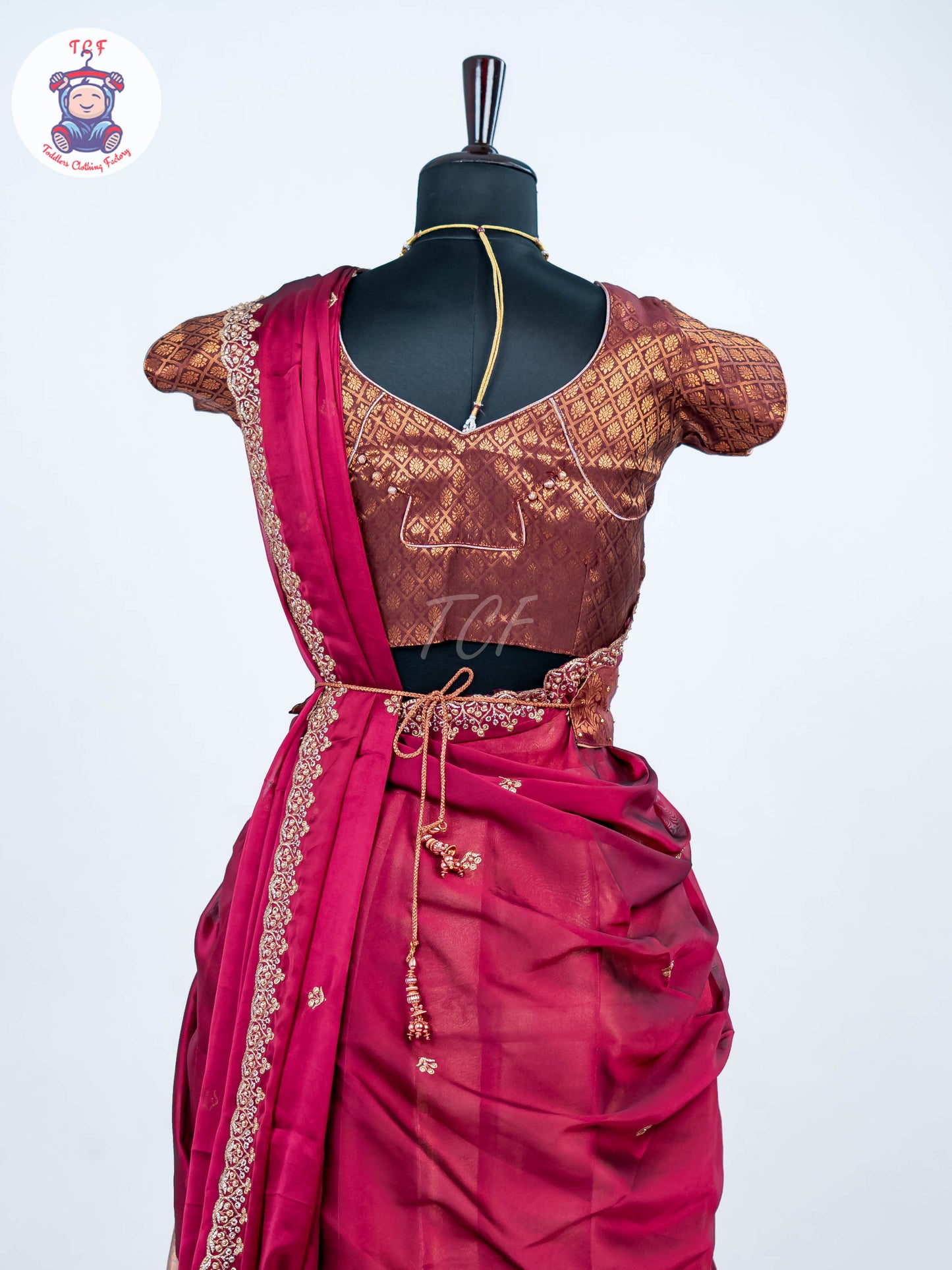 Majentha & Gold -  Adult Readymade Half Saree