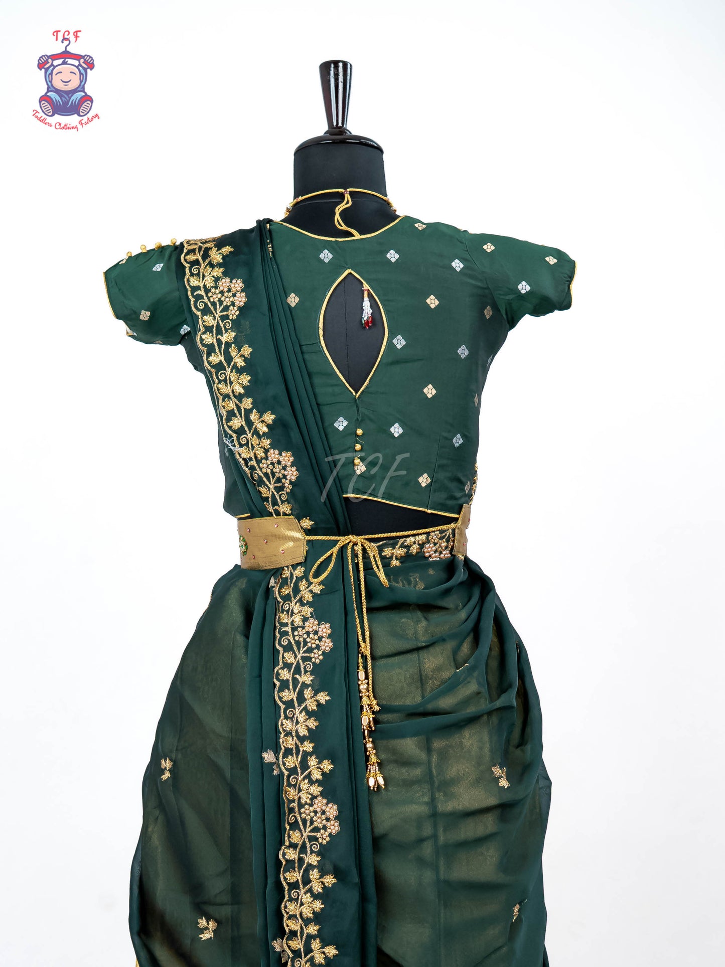 Green & Gold -  Adult Readymade Half Saree