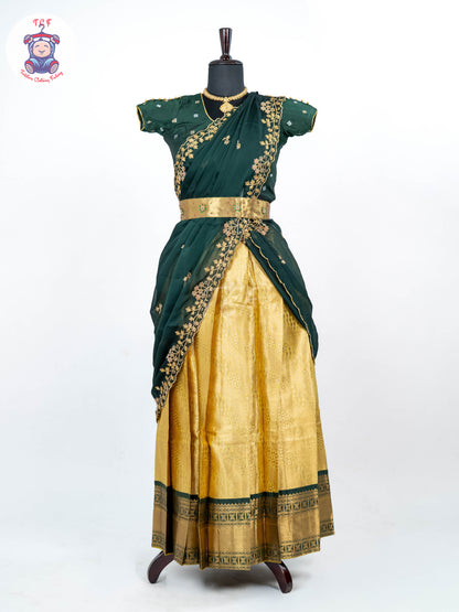 Green & Gold -  Adult Readymade Half Saree