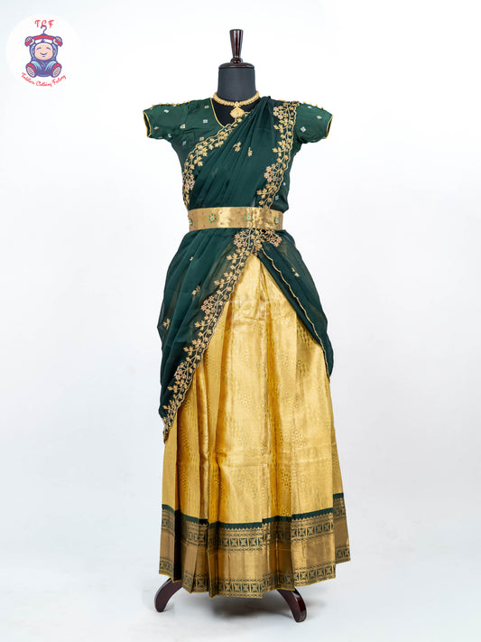Green & Gold -  Adult Readymade Half Saree