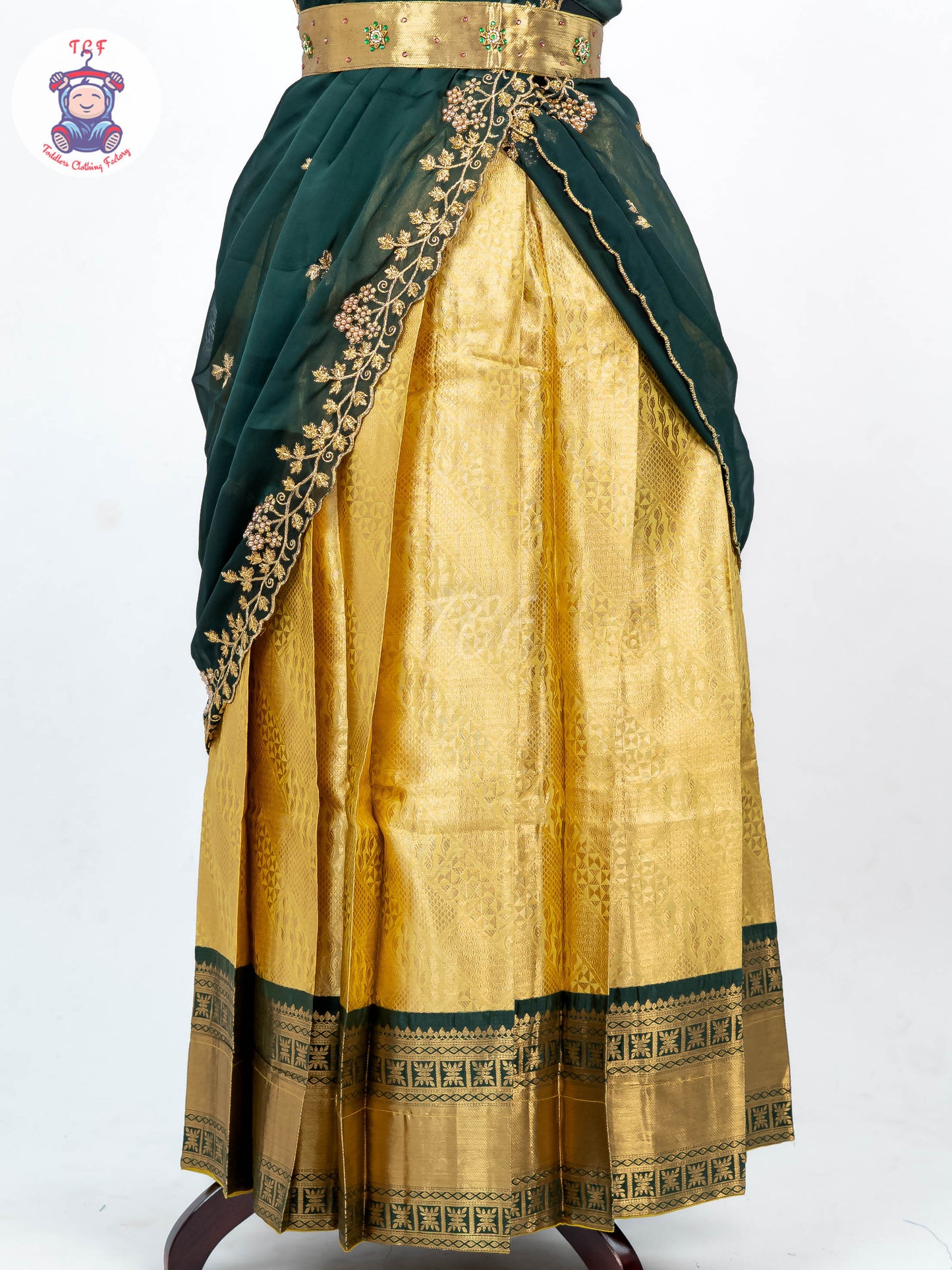 Green & Gold -  Adult Readymade Half Saree