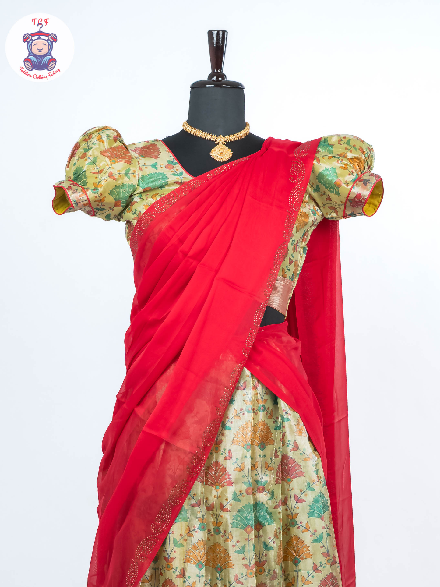 Pista Green & Rani Pink - Readymade Half Saree