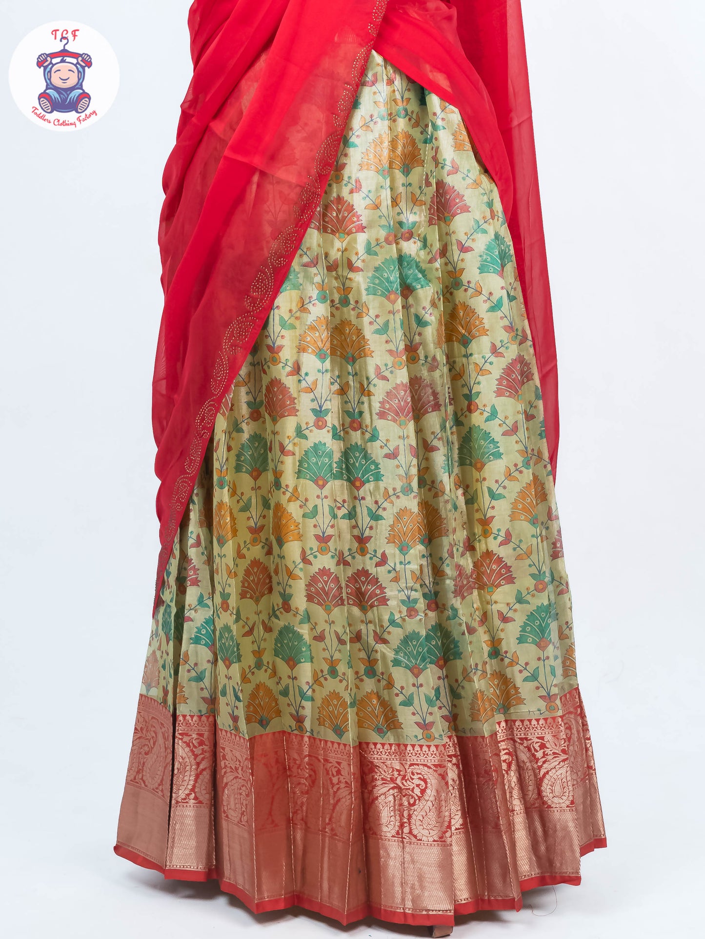 Pista Green & Rani Pink - Readymade Half Saree