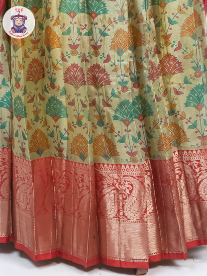 Pista Green & Rani Pink - Readymade Half Saree