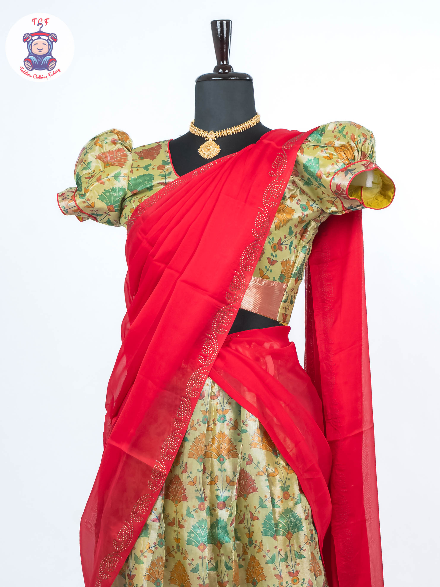 Pista Green & Rani Pink - Readymade Half Saree