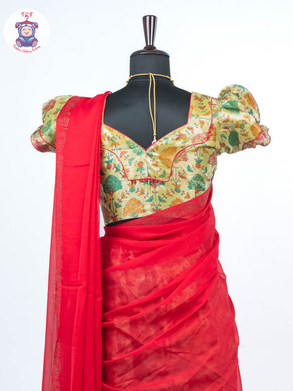 Pista Green & Rani Pink - Readymade Half Saree