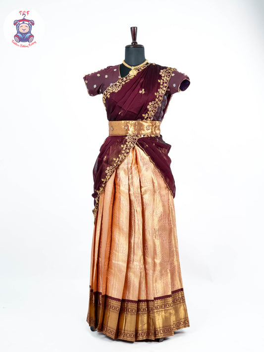 Maroon & Gold -  Adult Readymade Half Saree