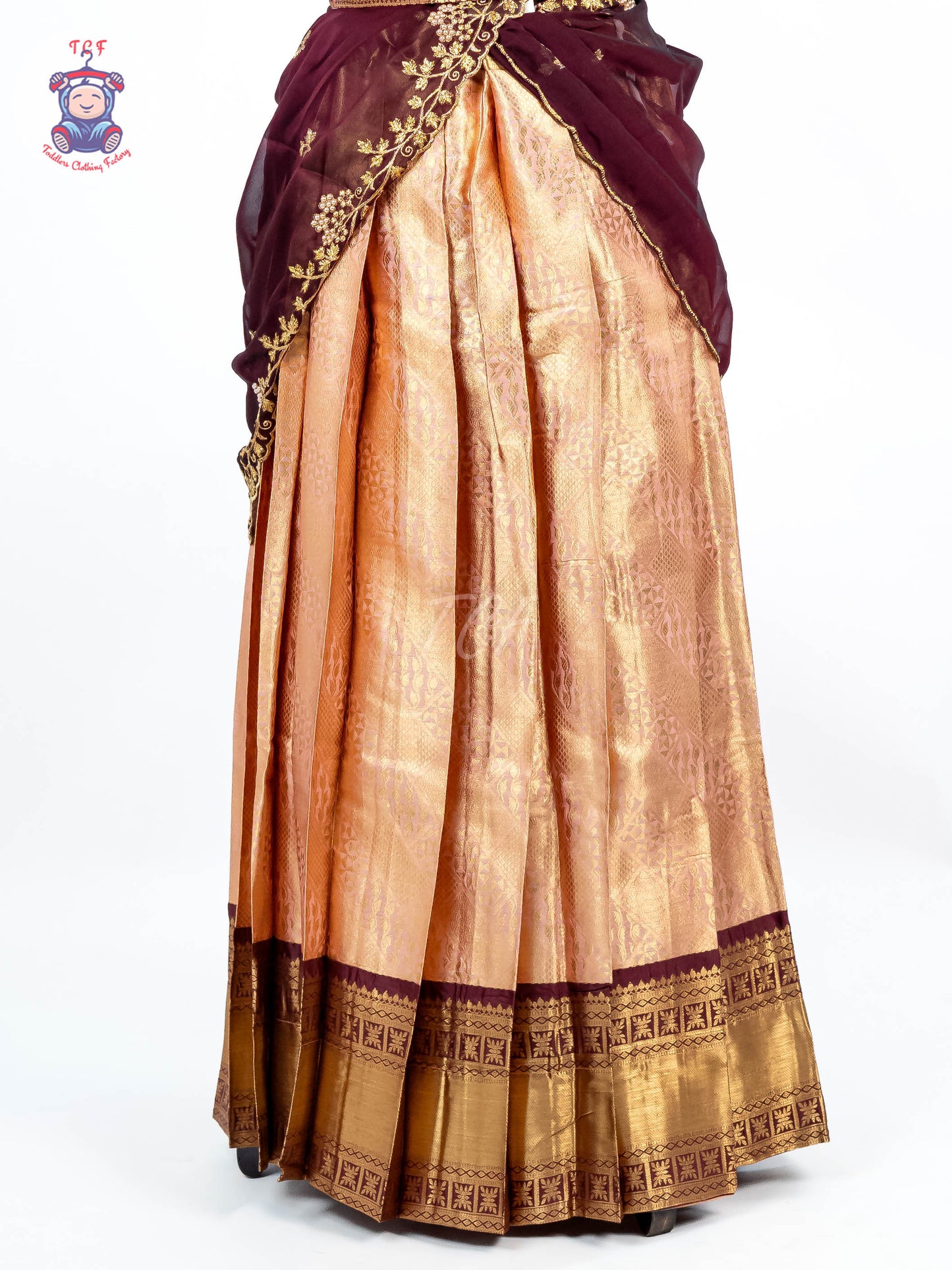 Maroon & Gold -  Adult Readymade Half Saree