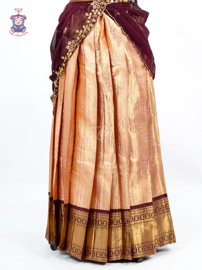 Maroon & Gold -  Adult Readymade Half Saree