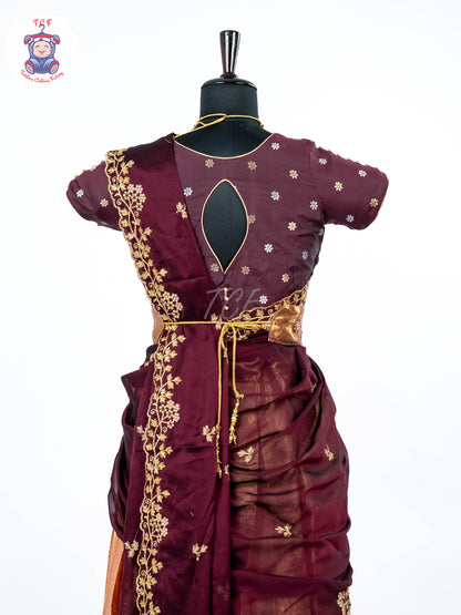 Maroon & Gold -  Adult Readymade Half Saree