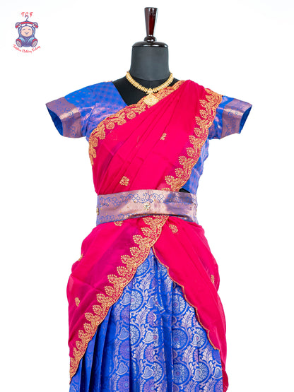 Blue & Pink -  Adult Readymade Half Saree