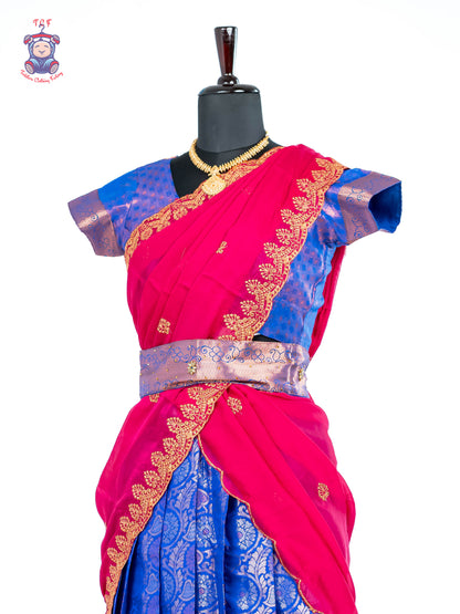 Blue & Pink -  Adult Readymade Half Saree