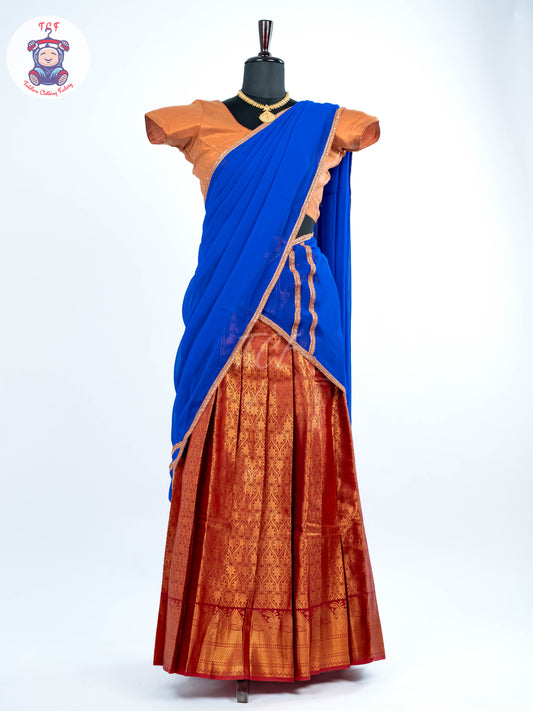 Copper & Royal Blue -  Adult Readymade Half Saree