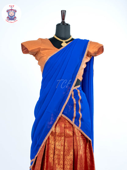 Copper & Royal Blue -  Adult Readymade Half Saree