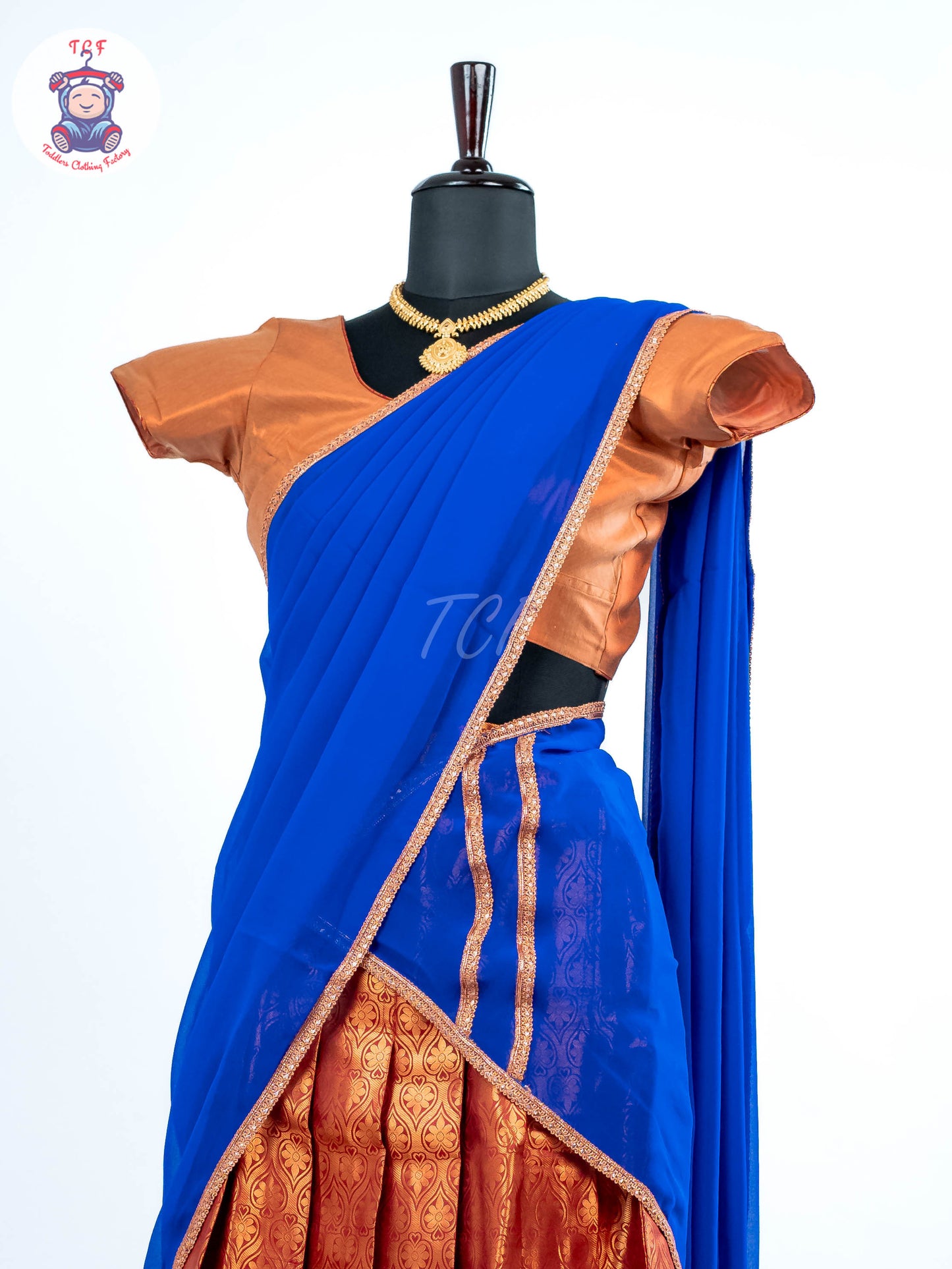 Copper & Royal Blue -  Adult Readymade Half Saree