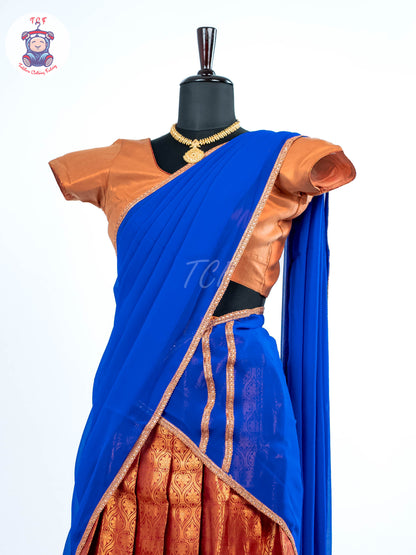 Copper & Royal Blue -  Adult Readymade Half Saree