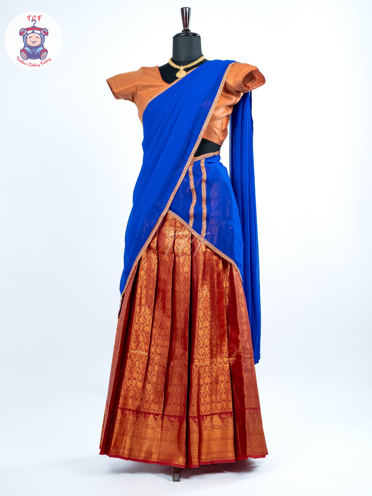 Copper & Royal Blue -  Adult Readymade Half Saree