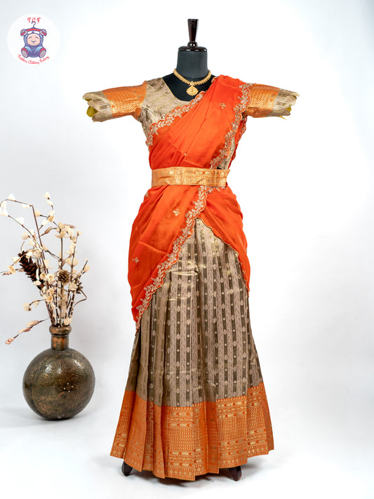 Orange & Gold -  Adult Readymade Half Saree