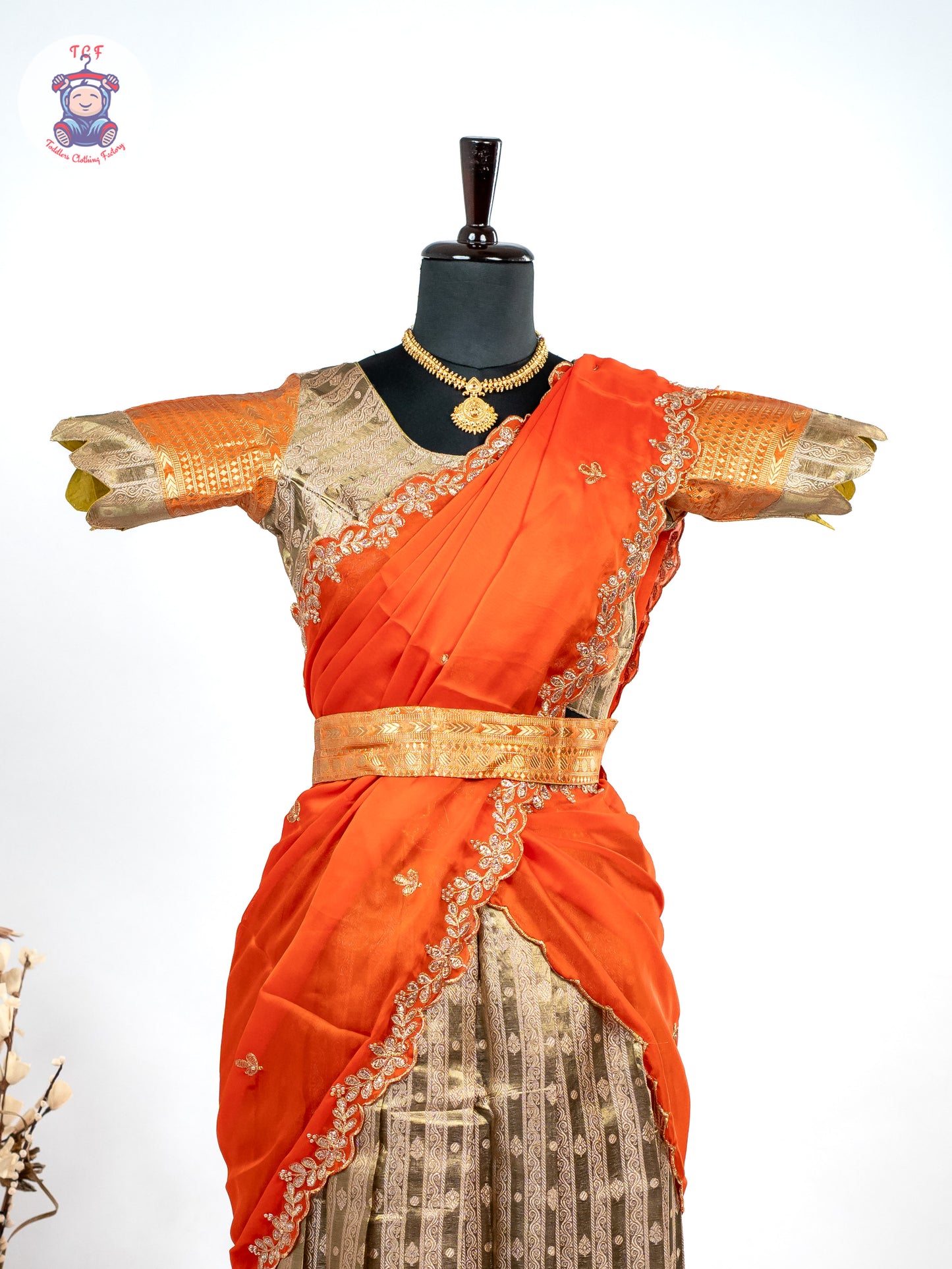 Orange & Gold -  Adult Readymade Half Saree