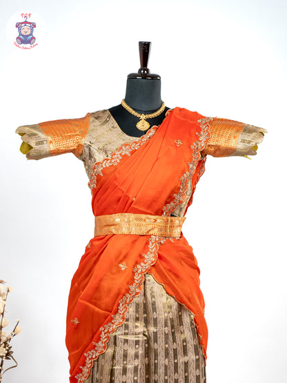 Orange & Gold -  Adult Readymade Half Saree