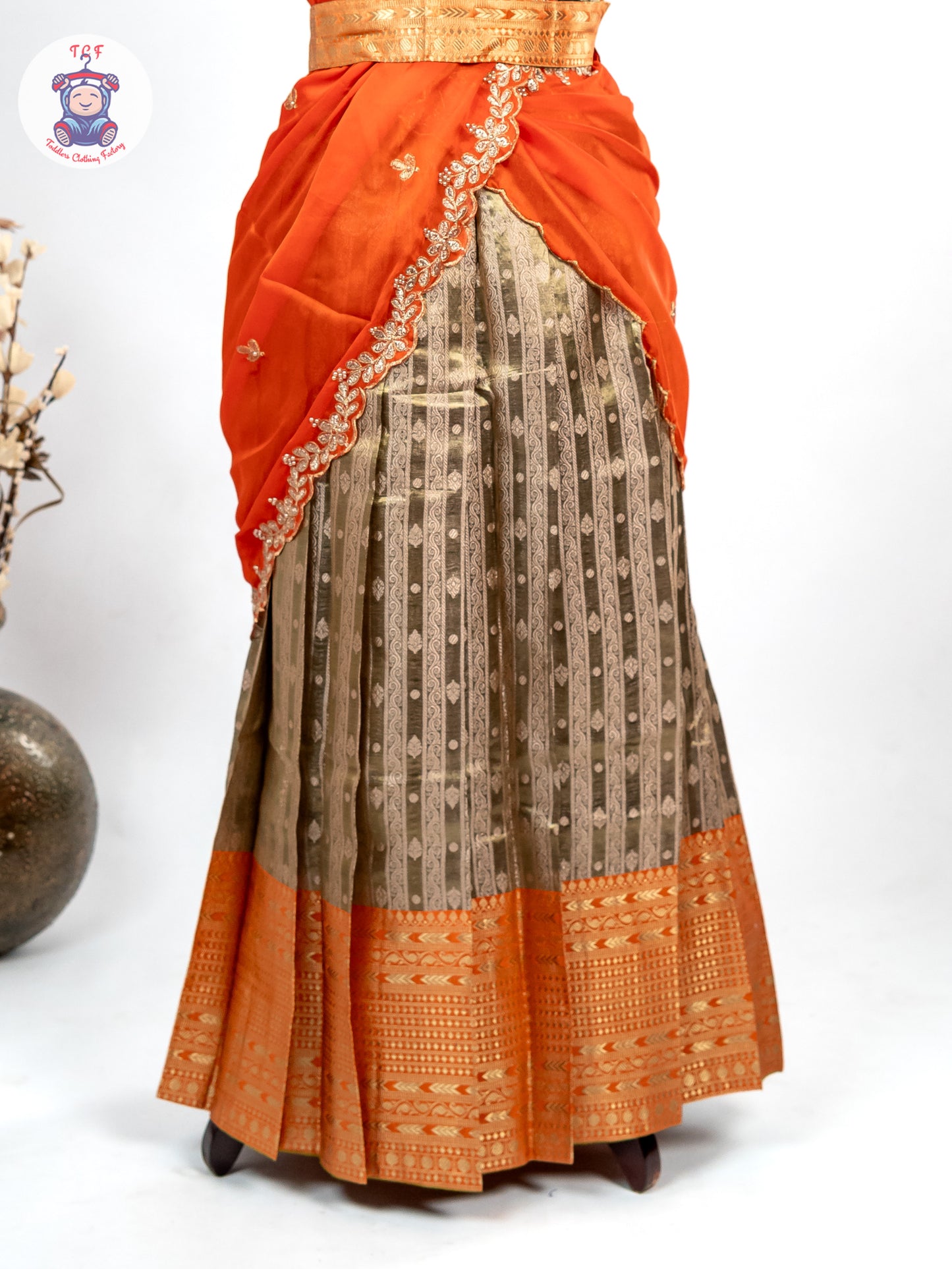 Orange & Gold -  Adult Readymade Half Saree