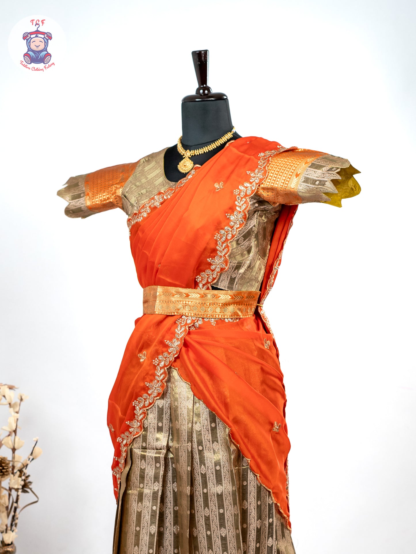 Orange & Gold -  Adult Readymade Half Saree