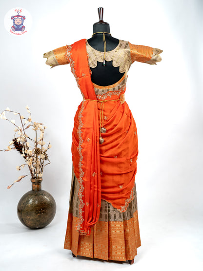 Orange & Gold -  Adult Readymade Half Saree