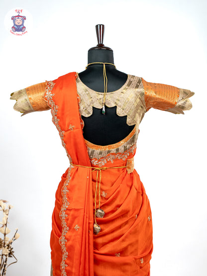 Orange & Gold -  Adult Readymade Half Saree