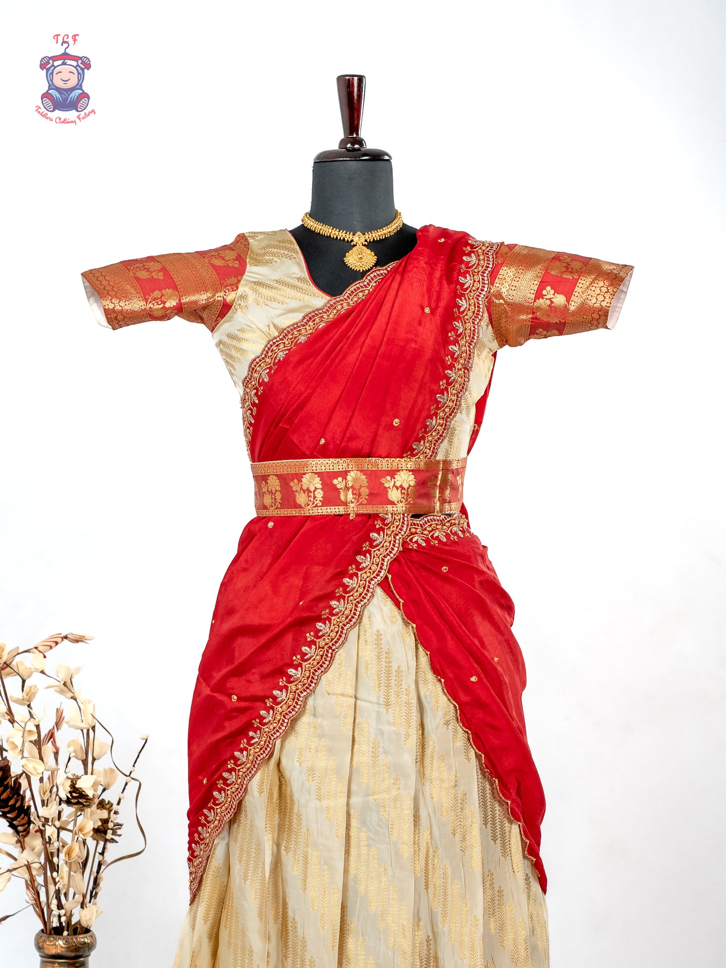 Red & Gold -  Adult Readymade Half Saree