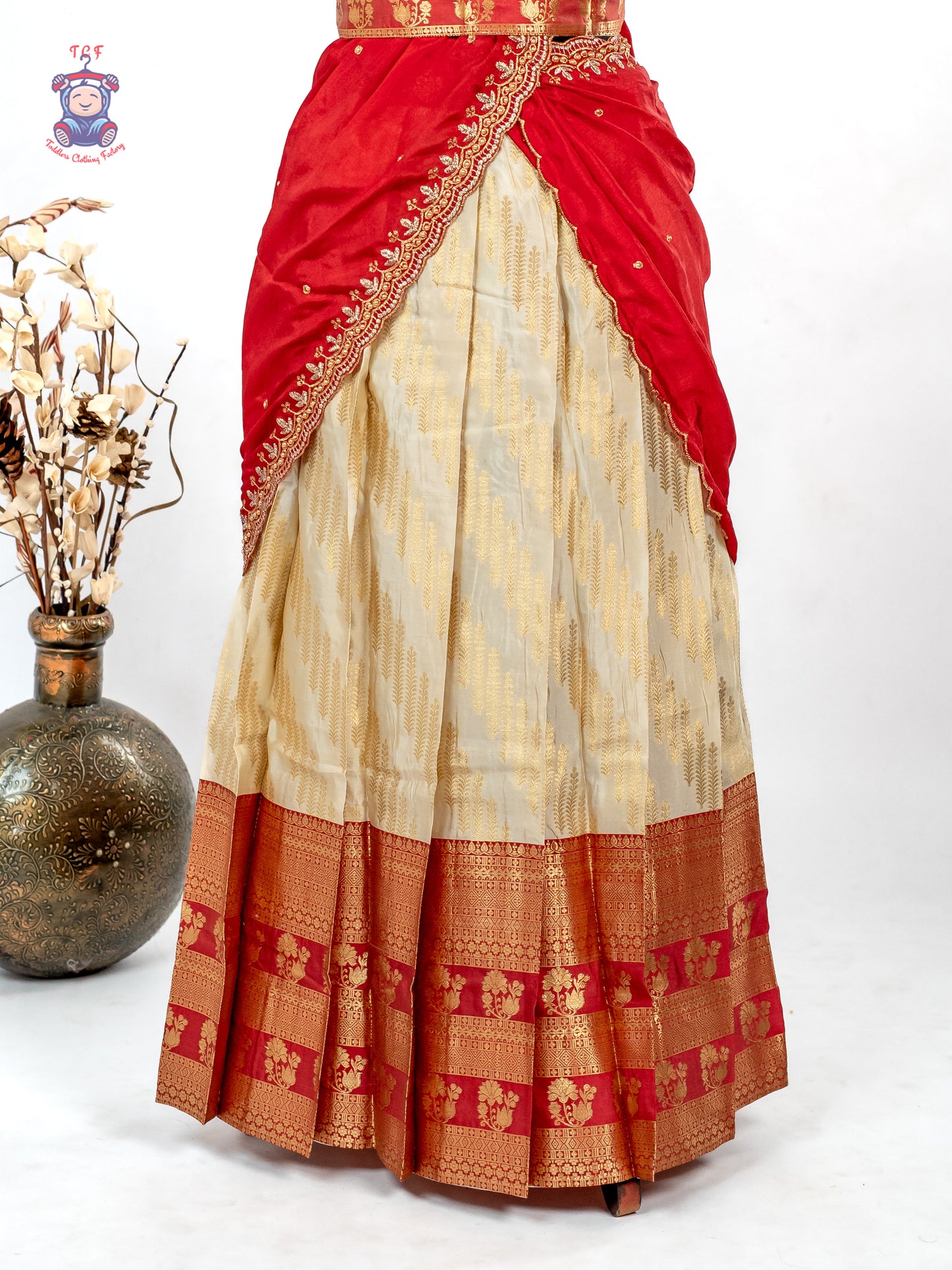 Red & Gold -  Adult Readymade Half Saree