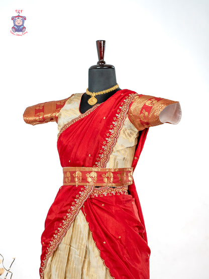 Red & Gold -  Adult Readymade Half Saree