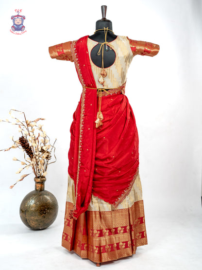 Red & Gold -  Adult Readymade Half Saree