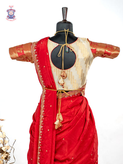 Red & Gold -  Adult Readymade Half Saree