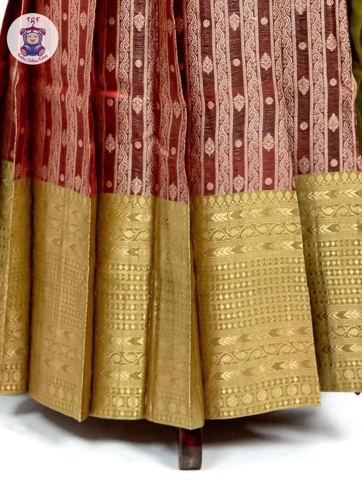 Green & Maroon -  Adult Readymade Half Saree