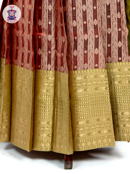 Green & Maroon -  Adult Readymade Half Saree