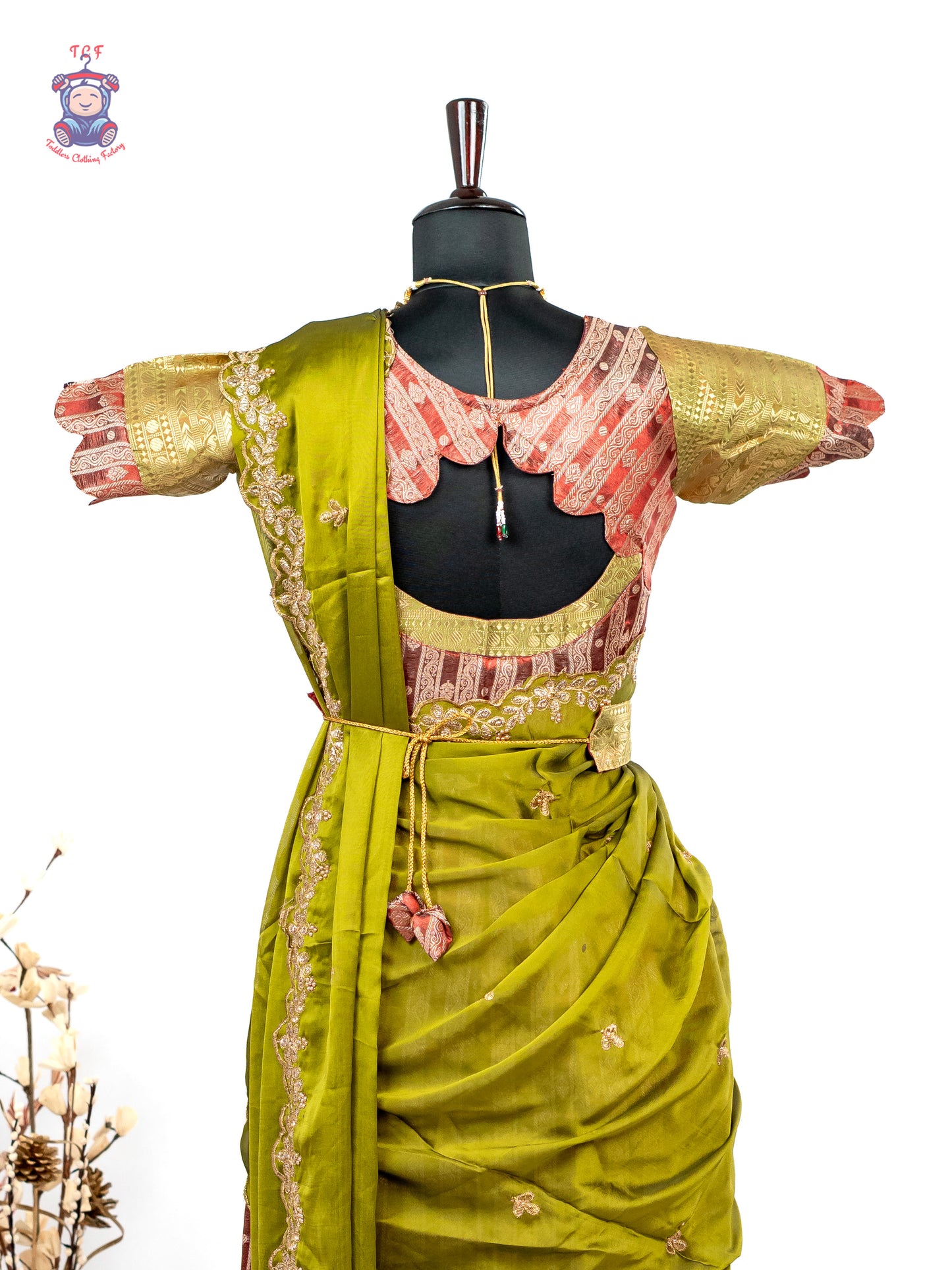Green & Maroon -  Adult Readymade Half Saree