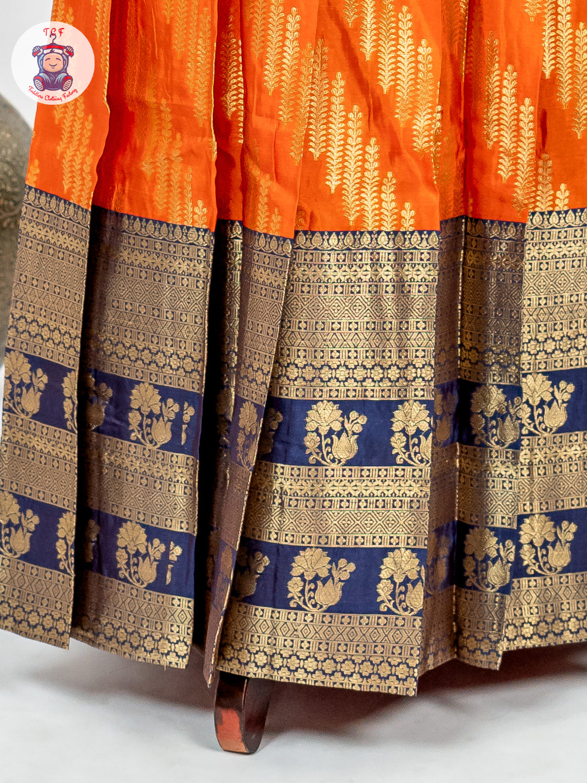 Navy Blue & Orange -  Adult Readymade Half Saree