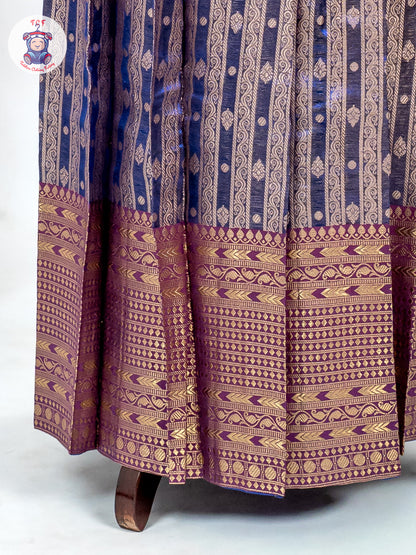Rani Pink & Navy Blue -  Adult Readymade Half Saree