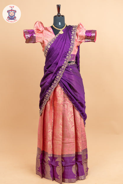 Violet & Orangish Pink -  Adult Readymade Half Saree
