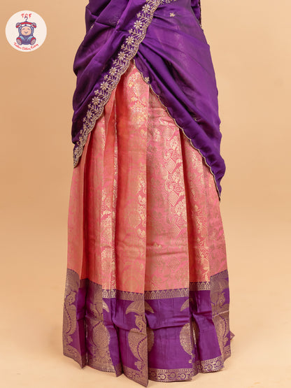 Violet & Orangish Pink -  Adult Readymade Half Saree