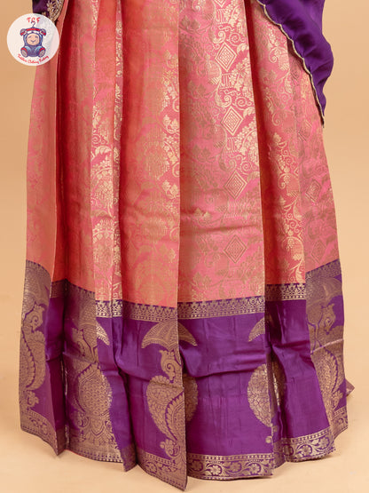 Violet & Orangish Pink -  Adult Readymade Half Saree