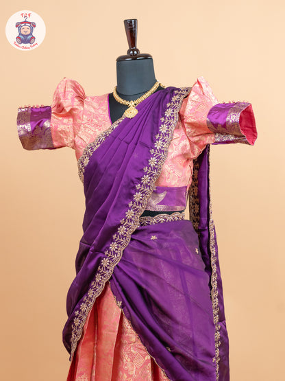 Violet & Orangish Pink -  Adult Readymade Half Saree