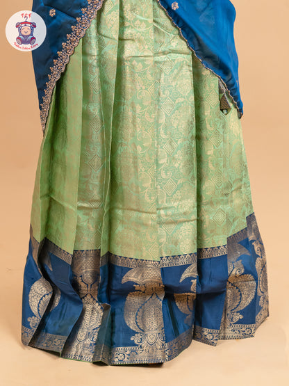 Navy Blue & Parrot Green -  Adult Readymade Half Saree