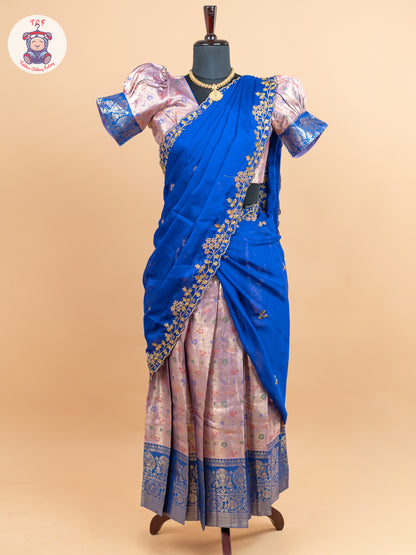 Blue & Light Pink -  Adult Readymade Half Saree