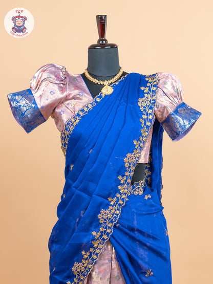Blue & Light Pink -  Adult Readymade Half Saree