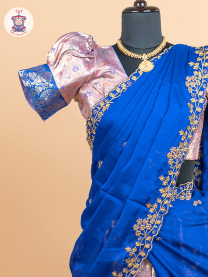 Blue & Light Pink -  Adult Readymade Half Saree