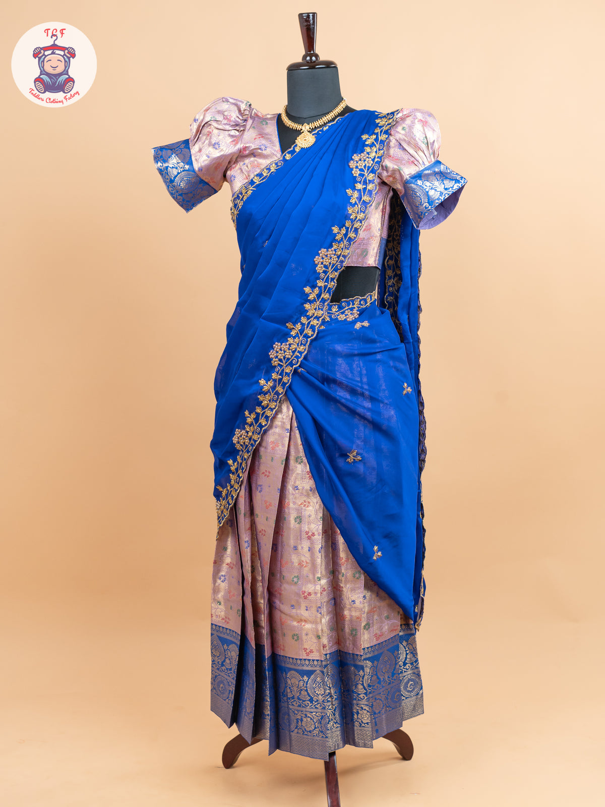 Blue & Light Pink -  Adult Readymade Half Saree