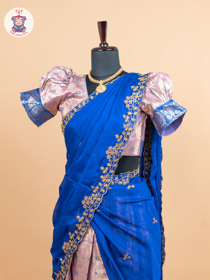 Blue & Light Pink -  Adult Readymade Half Saree