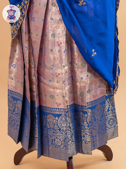 Blue & Light Pink -  Adult Readymade Half Saree
