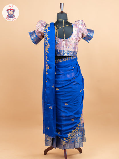 Blue & Light Pink -  Adult Readymade Half Saree